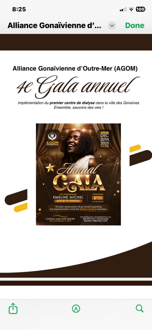 AGOM annonce son 4e Gala Annuel au profit du premier centre de dialyse des Gonaïves